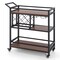 3-tier Bar Cart on Wheels Home Kitchen Serving Cart with Wine Rack and Glasses Holder - 41" x 14" x 37"